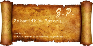 Zakariás Patony névjegykártya